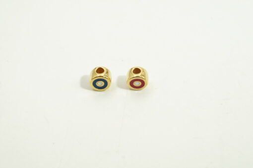 Μεταλλική Χάντρα Μάτι Σμάλτο 10mm Φ3mm 24K NF