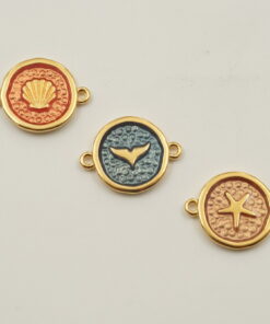 Μοτίφ Στρογγυλό Ανάγλυφο με 2 Κρίκους 20mm 24K NF